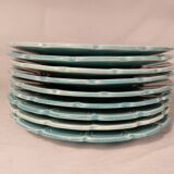 Series of 9 dessert plates in Majolica slip Faience of Sarreguemines