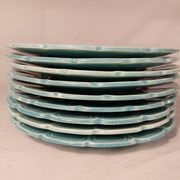 Series of 9 dessert plates in Majolica slip Faience of Sarreguemines