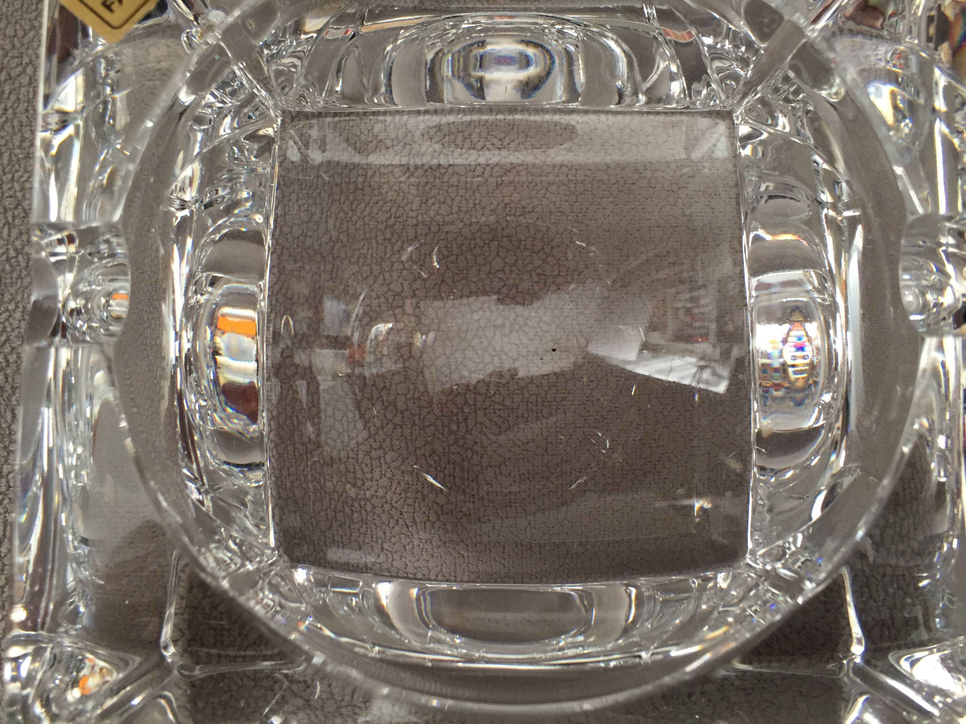 Solid crystal ashtray modernist design handmade art