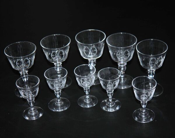 Ensemble de 10 verres Art Nouveau