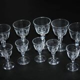 Set of 10 Art Nouveau glasses.