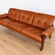 Vintage Swedish mid-century 3 person sofa in cognac leather, 1970s
