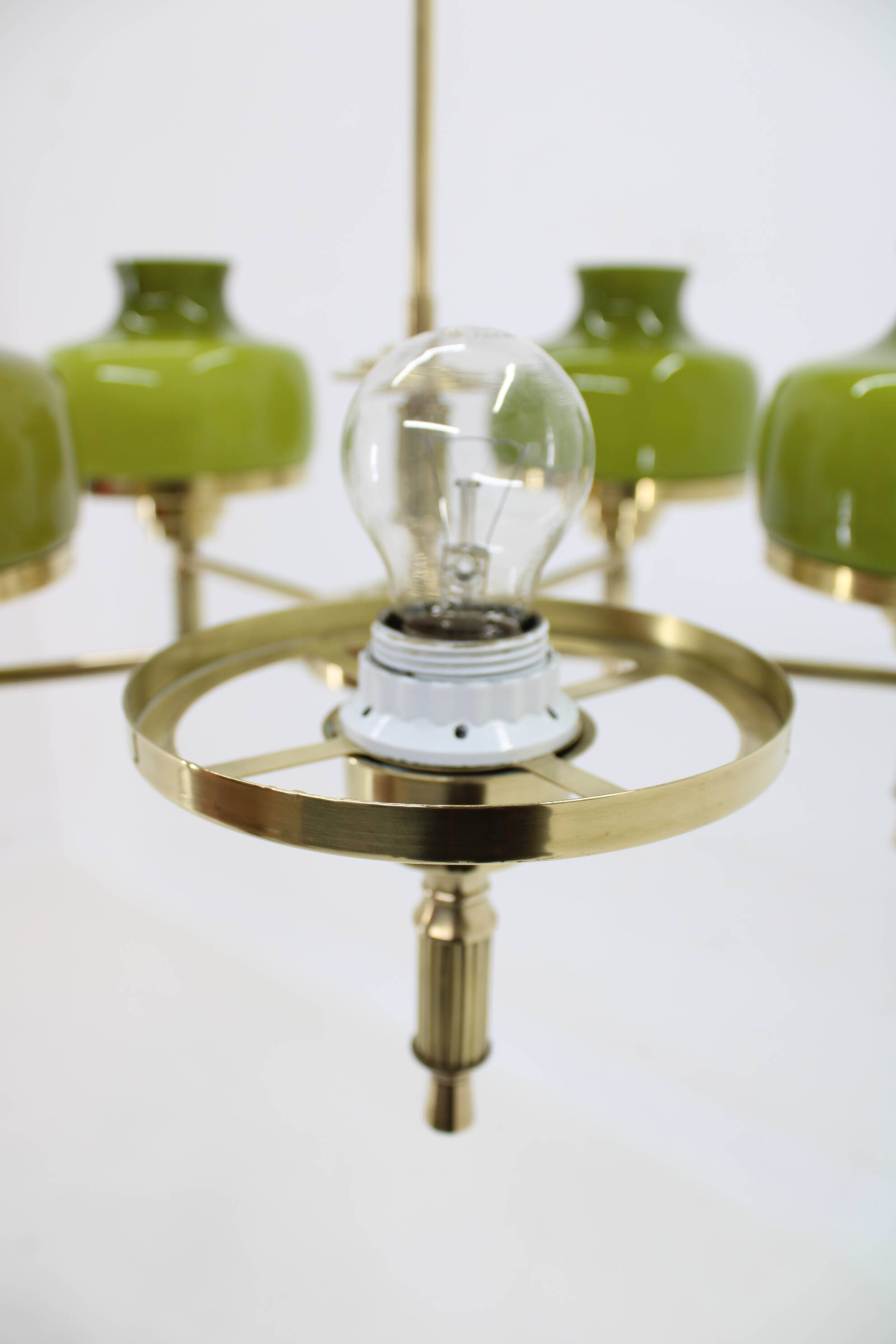 Lustre en verre et laiton des années 1980, Danemark