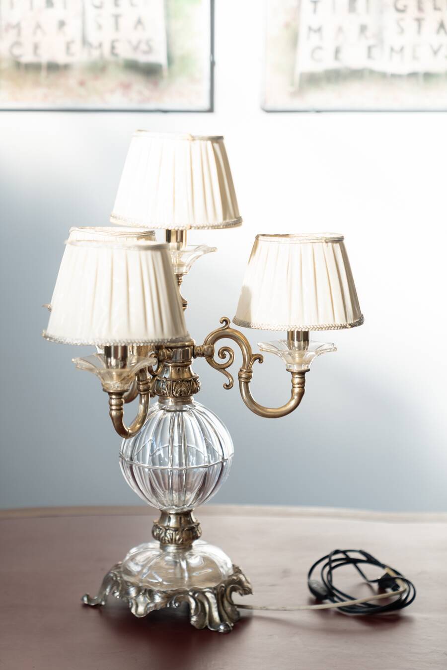 Delta Quattro 5-Light Crystal Table Lamp – Silver Finish