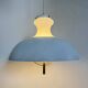 Vintage glass hanging lamp with metal shade minimalist design, 1970s