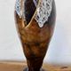 Vintage Mid-Century Modern Studio Pottery Tulip Lotus Bud Pedestal Vase - Earthen Brown & White Glaze