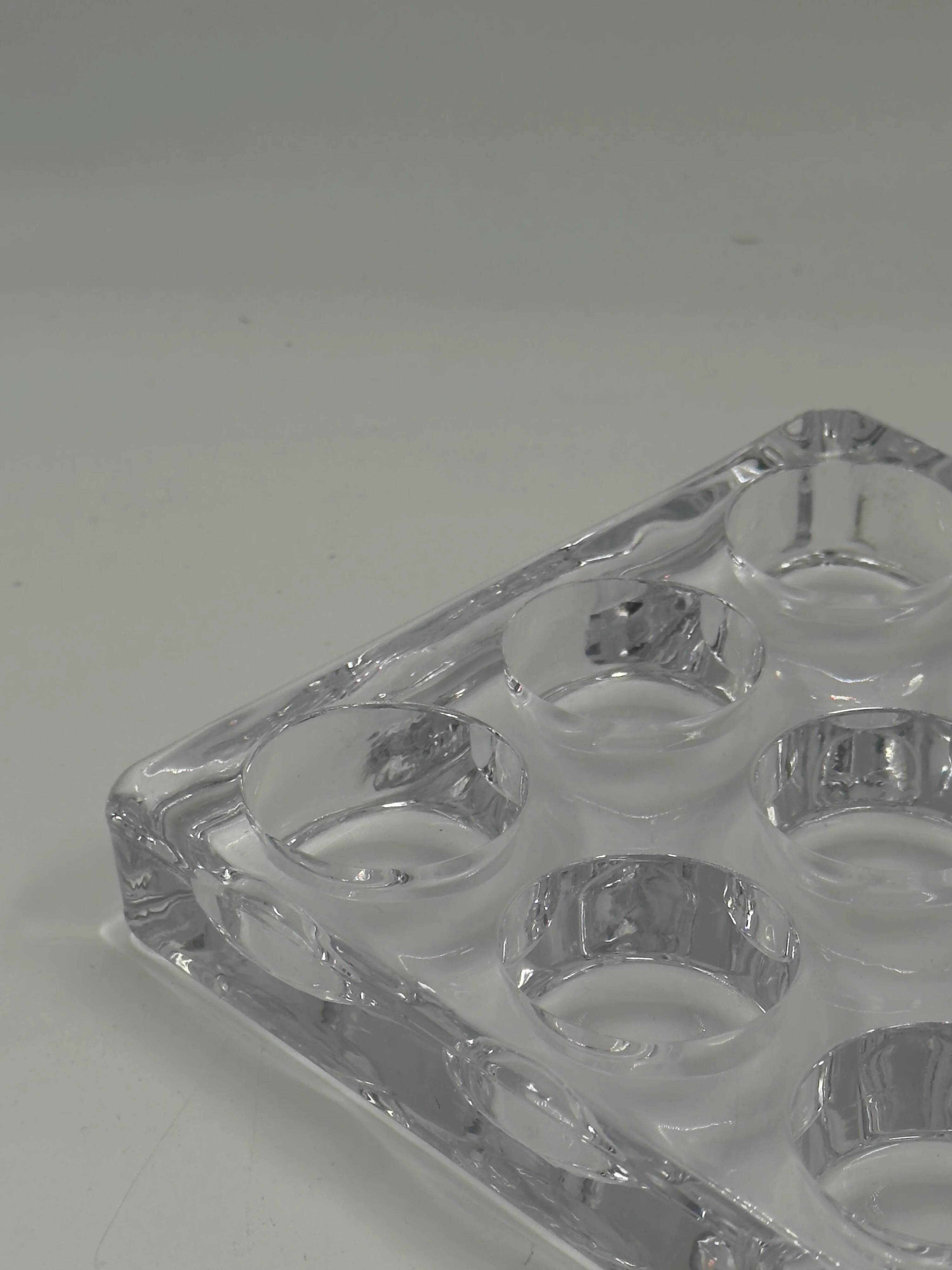 Plateau de service vintage en verre pressé à 9 compartiments