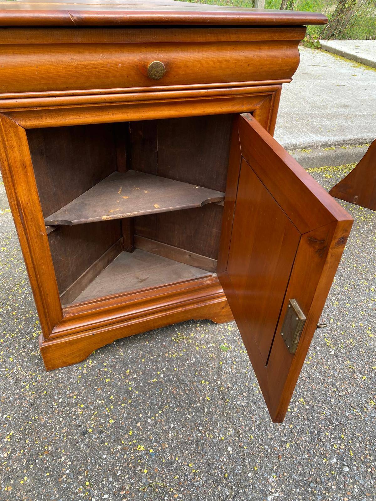 19th-century solid wood corner shelf unit