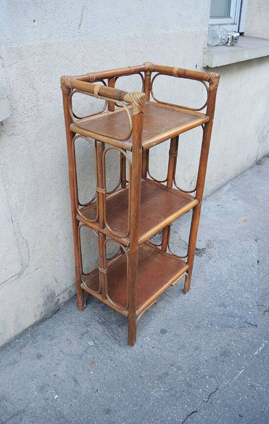 Old Small Rattan Shelf 3 Levels