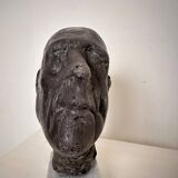 Mid Century Painted Plaster Bust of a Man on a Marble Base, 1976