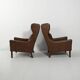 Paire de fauteuils danois vintage en cuir marron