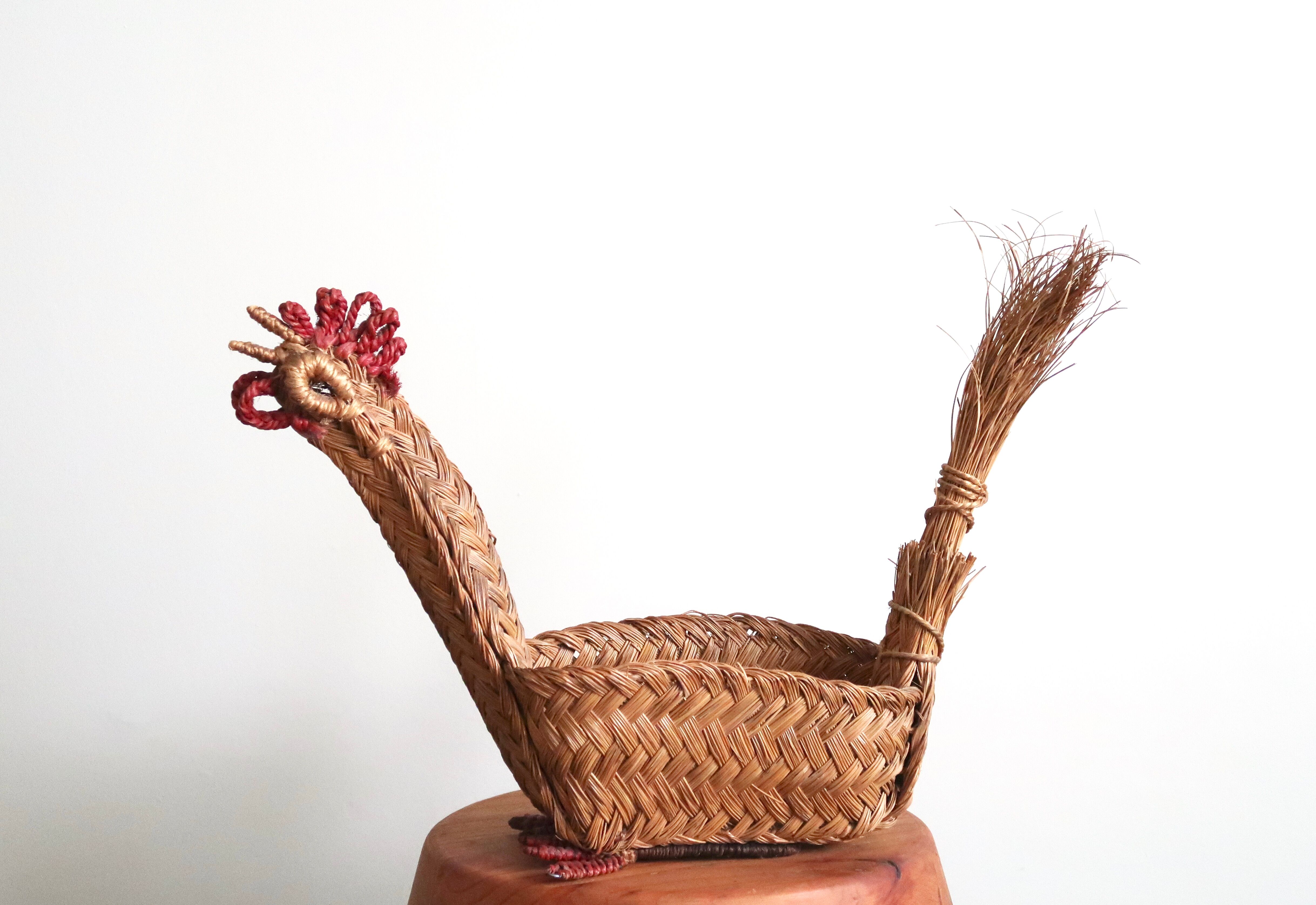 Wicker "rooster" fruit basket, 70s