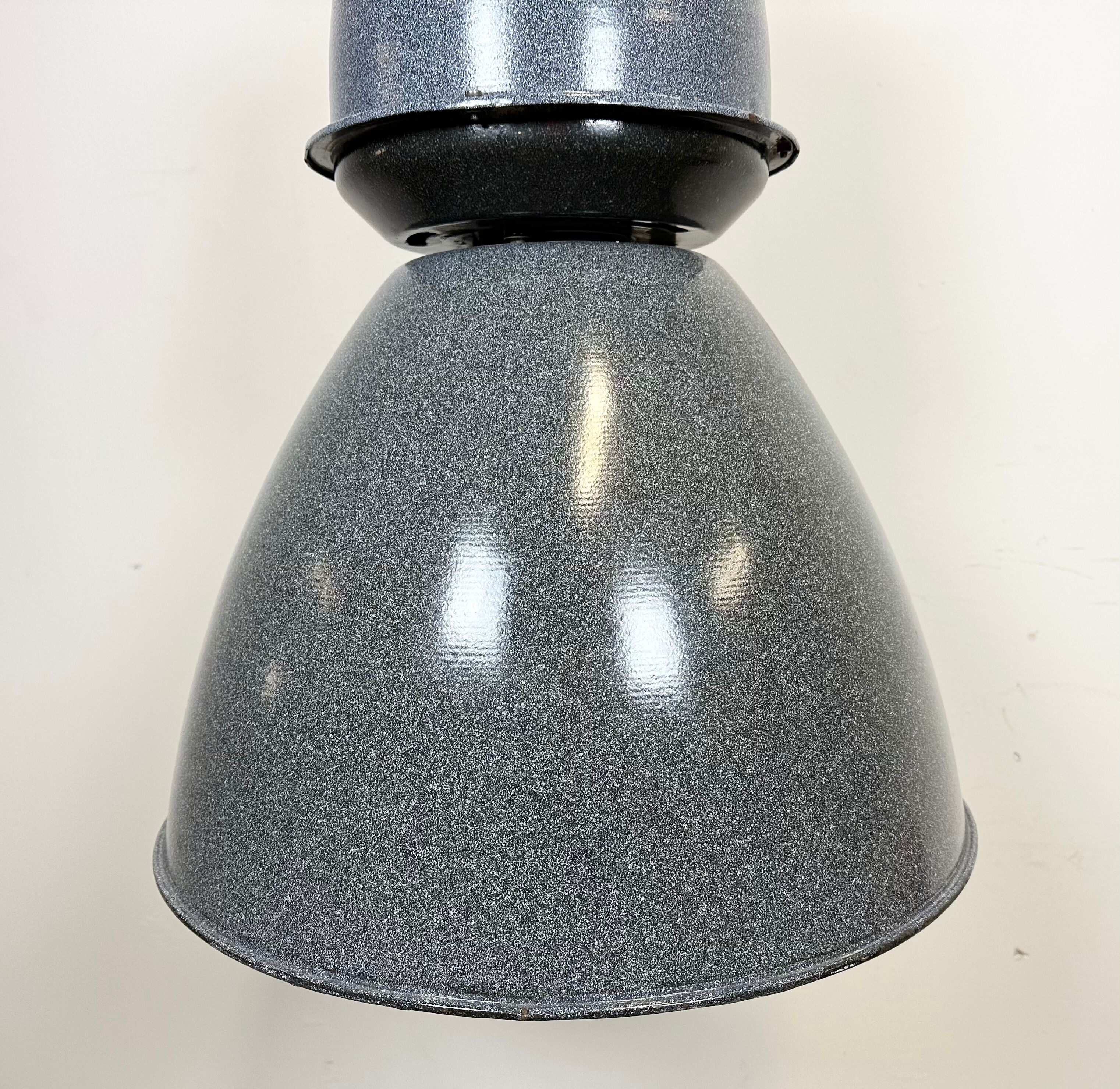 Grey enamel industrial factory lamp from Elektrosvit, 1960s