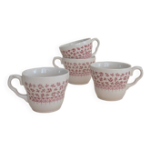 Set of 4 red ceramic mugs