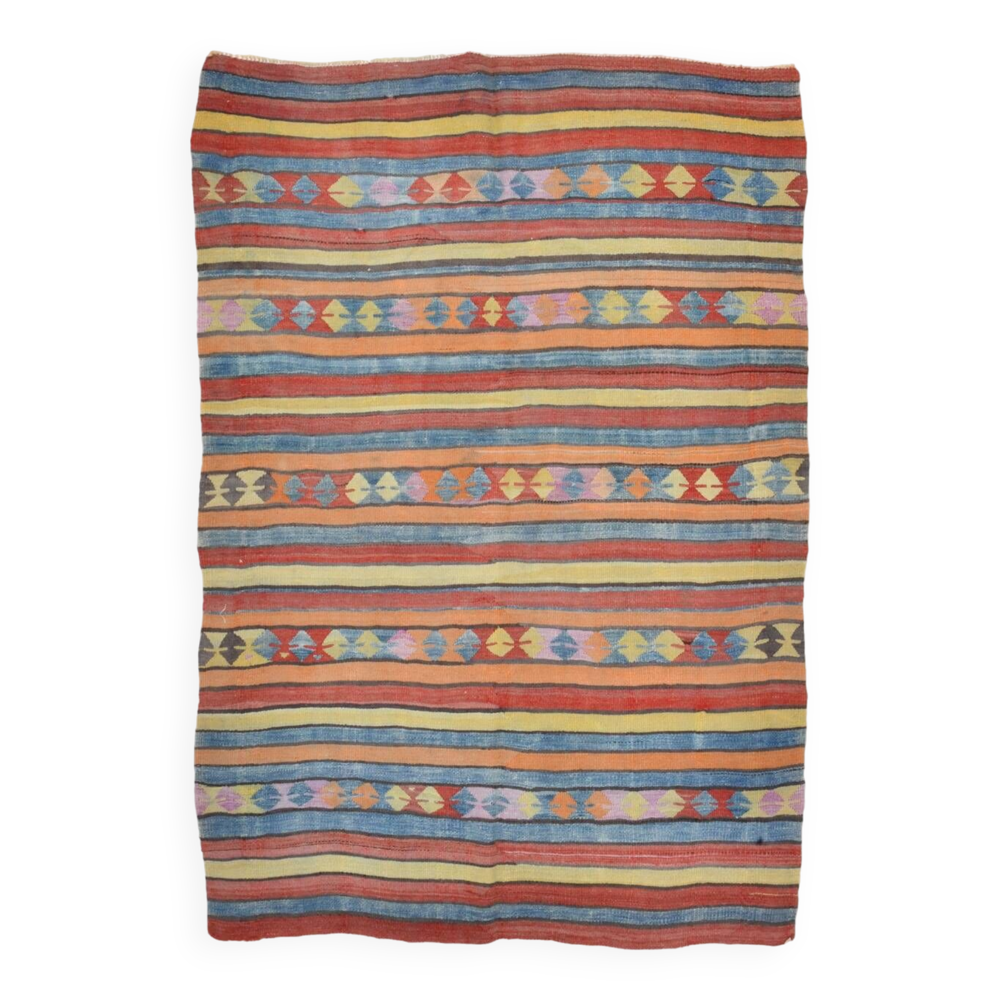 4x7 Handmade Wool Turkish Vintage Kilim Rug, 136x201Cm SK 32979