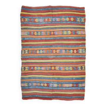 4x7 Handmade Wool Turkish Vintage Kilim Rug, 136x201Cm SK 32979