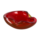 Cendrier en verre de Murano rouge-jaune Italie années 1970