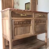 Buffet / Desserte en bois massif vintage, style Art Déco