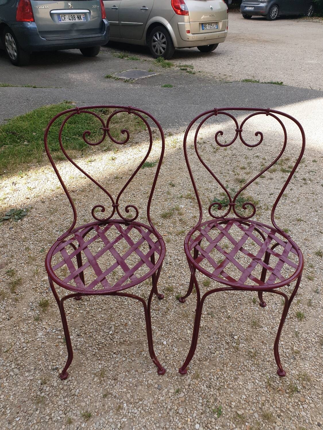 Pair of metal garden chairs