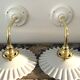 Set of two vintage white opaline wall lamps electrified to nine
