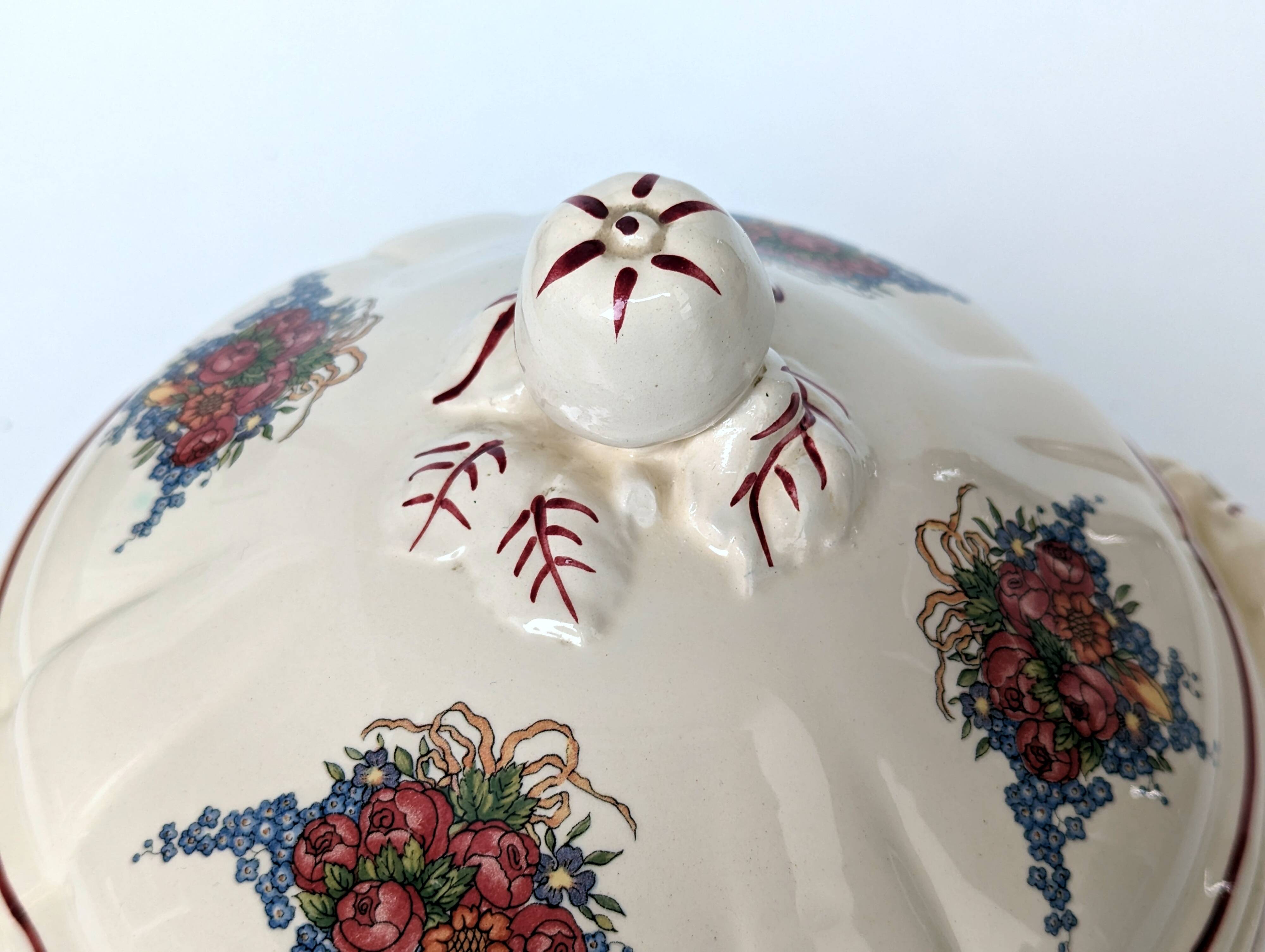 Earthenware tureen from sarreguemines obernai model illustrated by henri loux