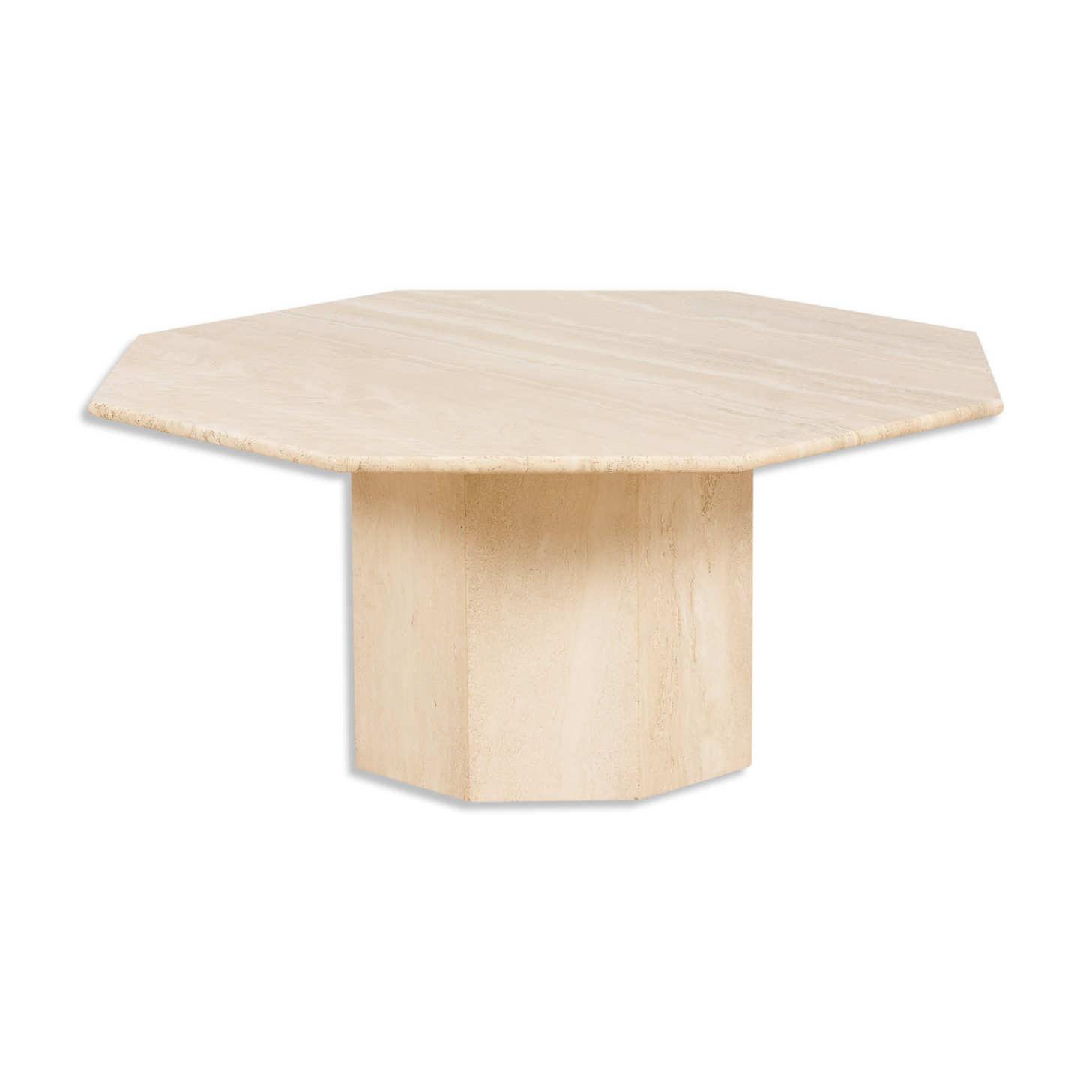 Italian Octagonal travertine table, 1980s.