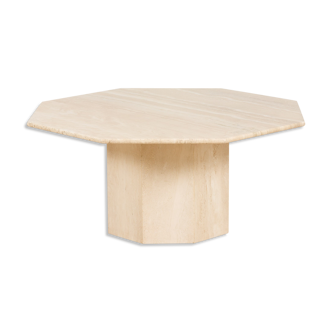 Table de travertin octogonale italienne, années 1980.