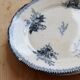 Flat plate iron earth Onnaing - Blue-black plant decoration on ivory background