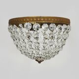 Old crown ceiling light with 3 lights, half basket with glass pendants. 60