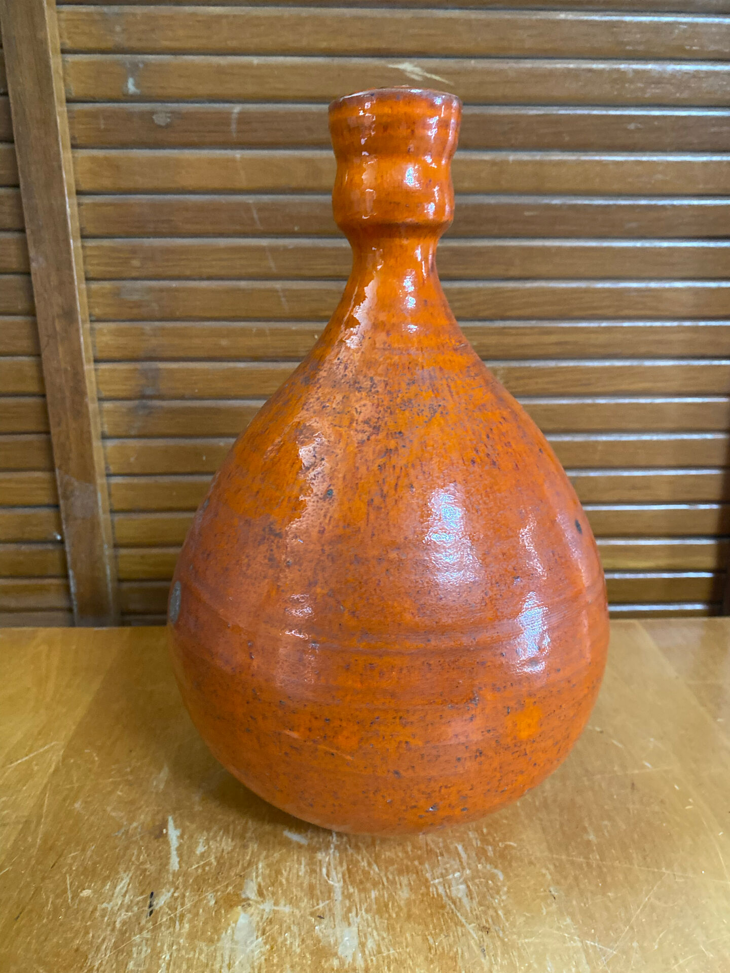 Old lamp base vallauris terracotta orange glazes vintage #e4