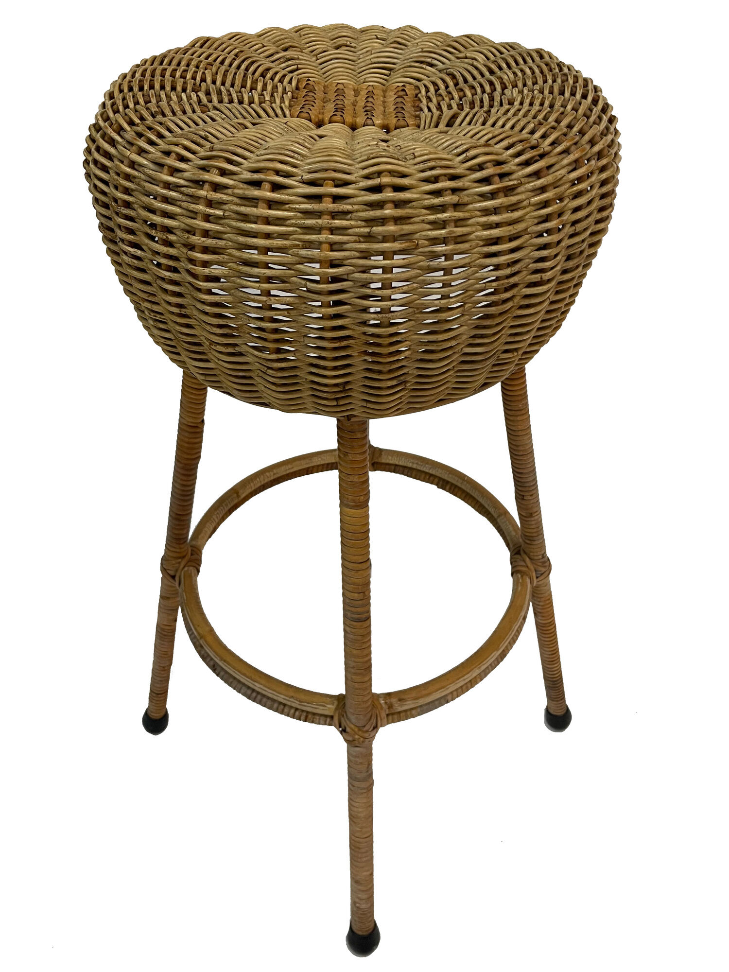 Set of four vintage rattan bar stools 1960 Nederland Design