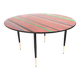 Vintage Round Coffee Table with a Red Striped Glass Top, Italy