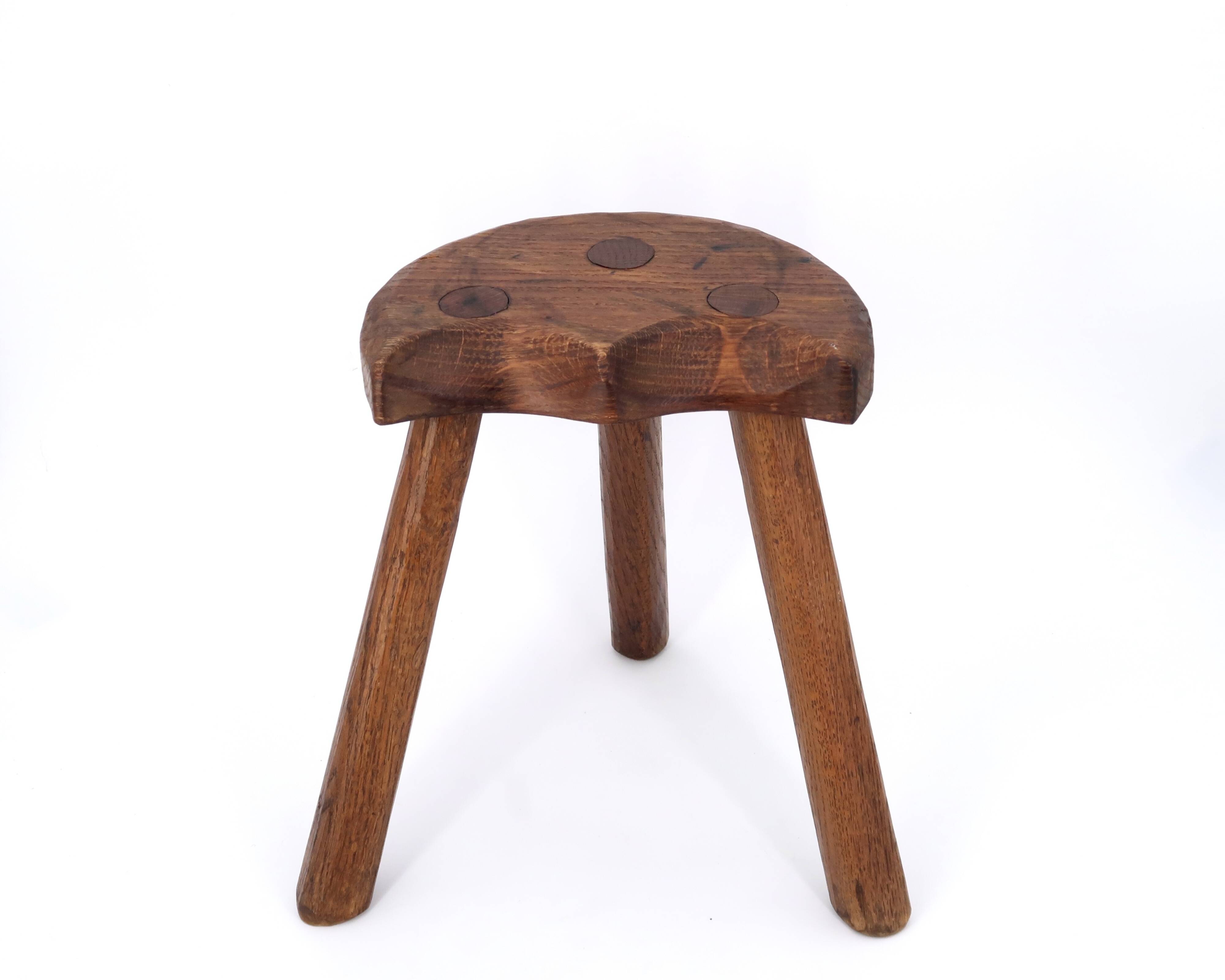 Wooden tripod stool, mountain folk art, 1950s