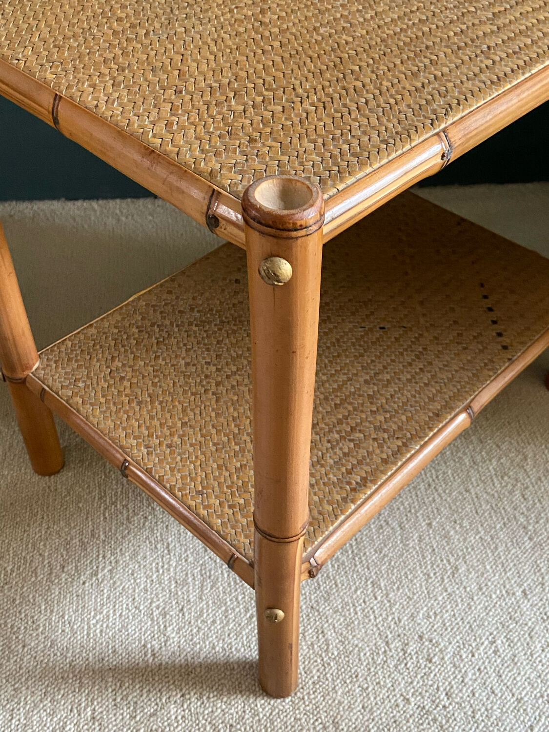 Set of four bedside tables bamboo and rattan 1970