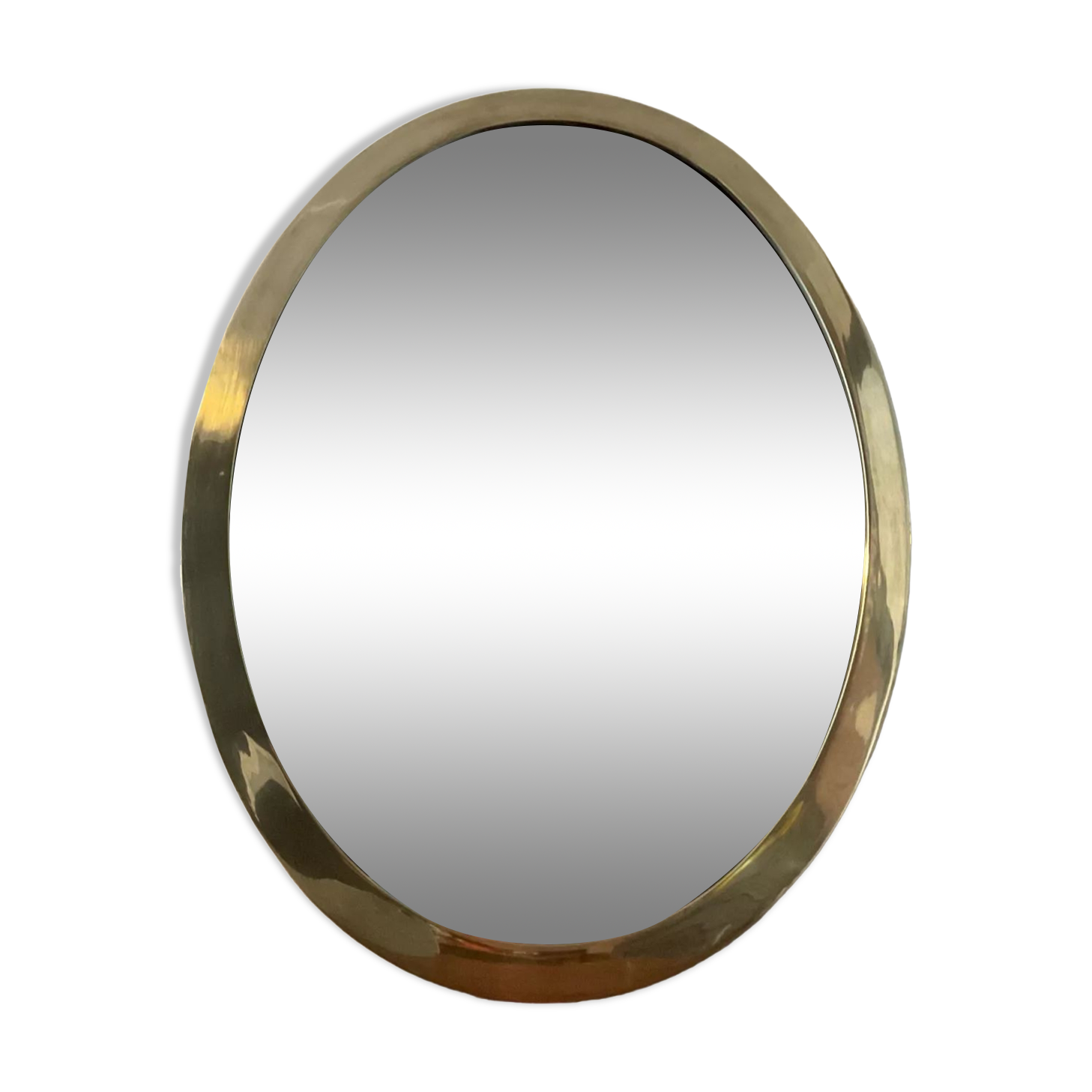Vintage oval mirror in solid brass