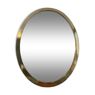 Vintage oval mirror in solid brass