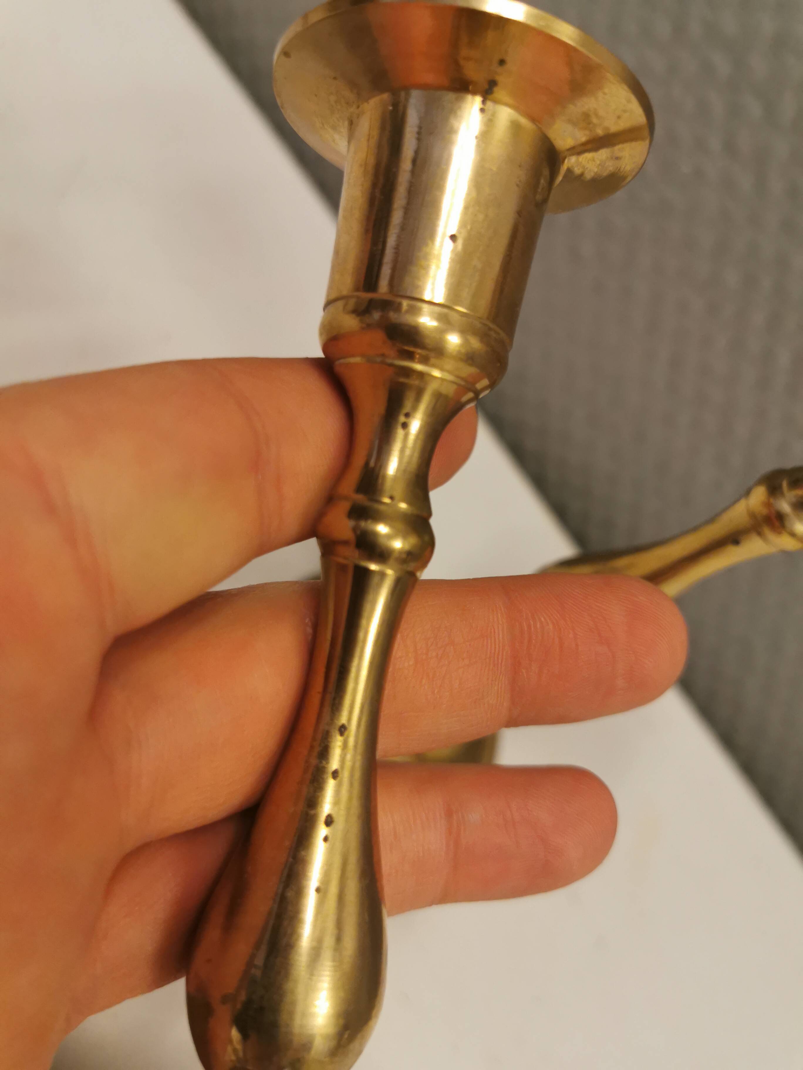 A set of classic Danish brass candle holders. Estimated 1960s.