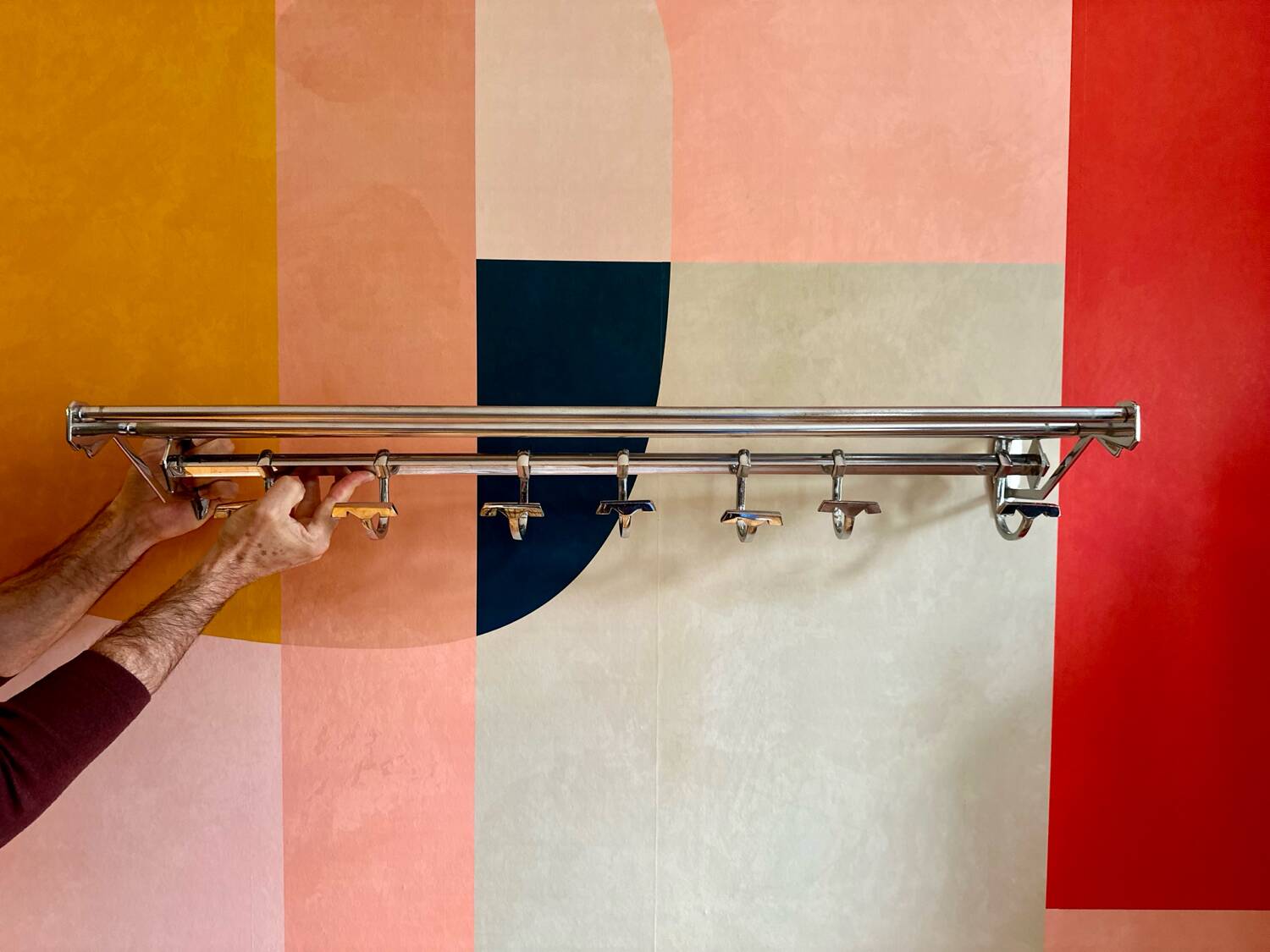 Vintage train wall coat rack 1930 brass