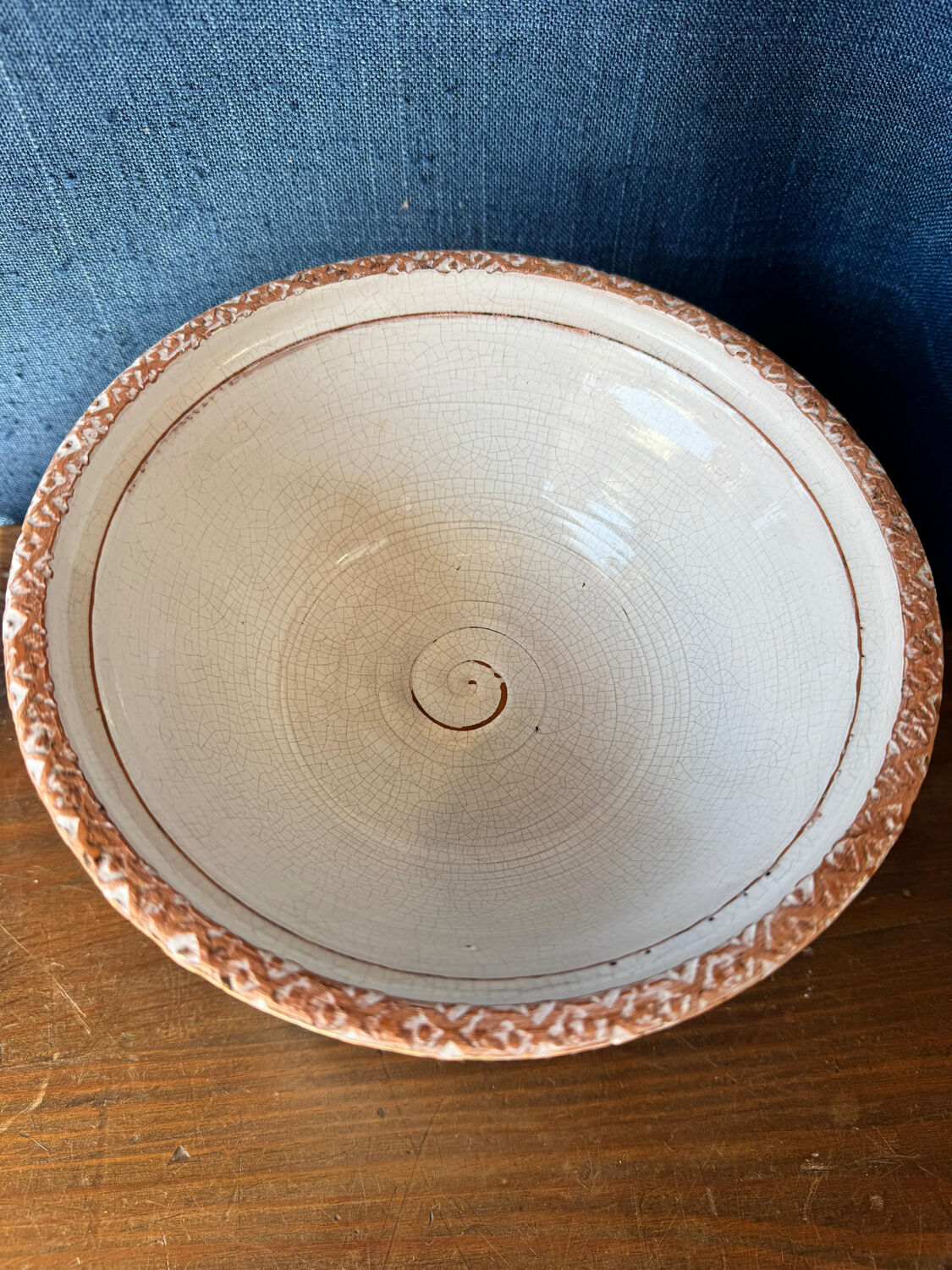 Large vintage Biot coupe in glazed ceramic, French craftsmanship.