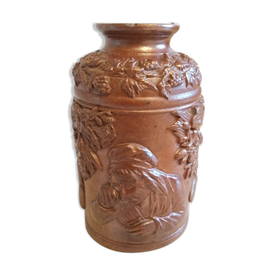 Pot à tabac en grès décoré