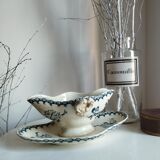 Large sauceboat on ironstone base Gien "Thistles"