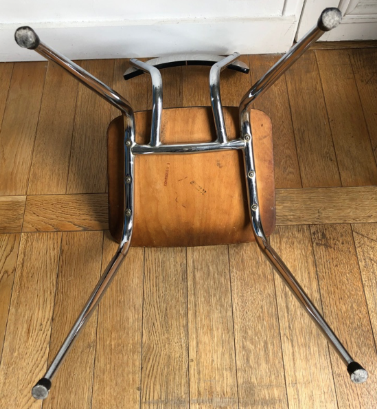 White and grey Formica chairs