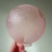 Sprat - frosted pink glass globe with pink flowers for chandelier lamp circa 1920