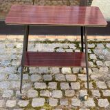 Desserte table roulante 2 niveaux en palissandre laqué laiton doré
