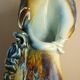 Vase en céramique émaillée, pièce unique, signé D. Prioton, col coquillage