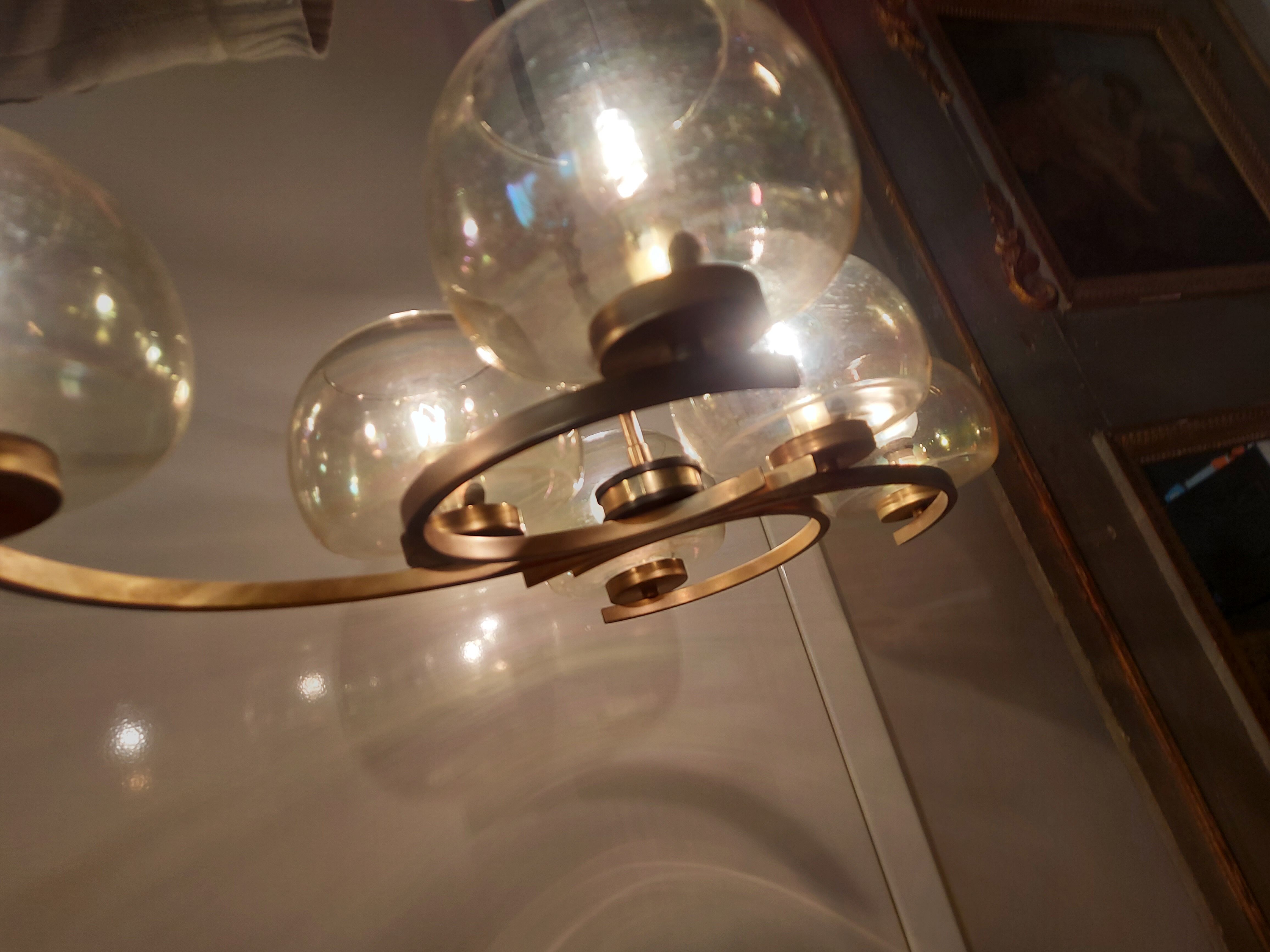 Lustre en laiton doré années 50'S