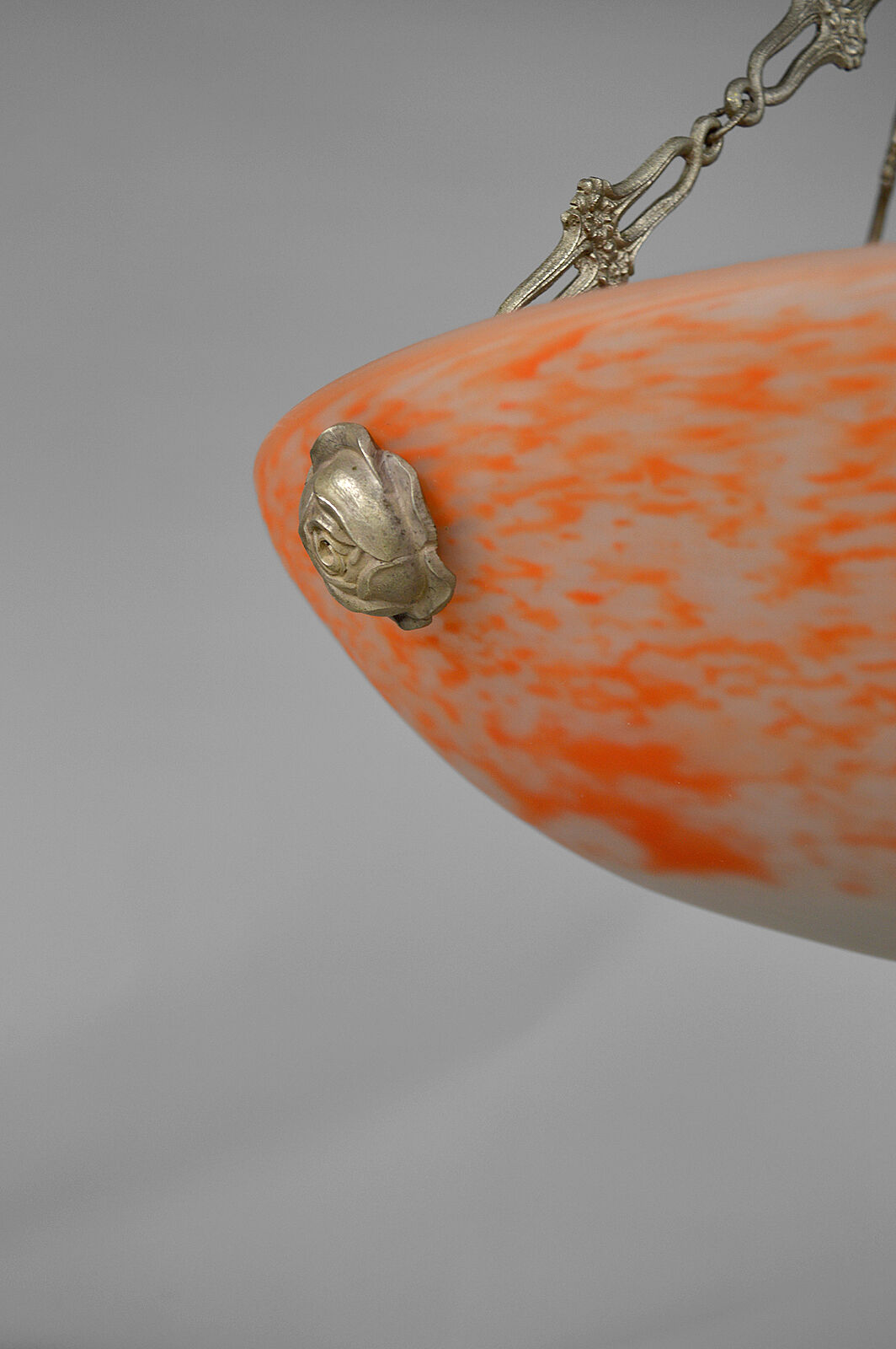Art Deco pendant lamp in silver bronze, France, circa 1925