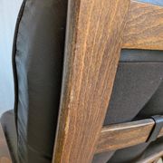 Vintage Panther Lounge Chair with Ottoman / Brown Leather Recliner Armchair