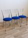 Set of 3 chrome and cobalt chairs.