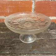 Vintage Fruit Bowl Old Molded Glass Plate Decor Fruits #D657